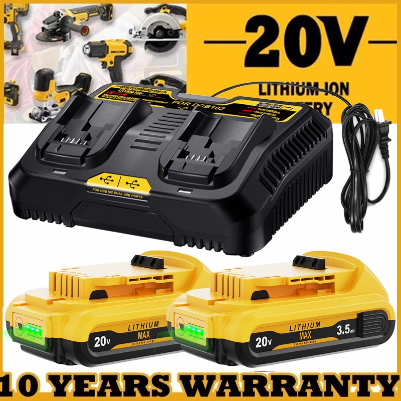 20V FOR DEWALT 20 Volt MAX Lithium-Ion Battery / Charger DCB203 DCB201-2 DCB207