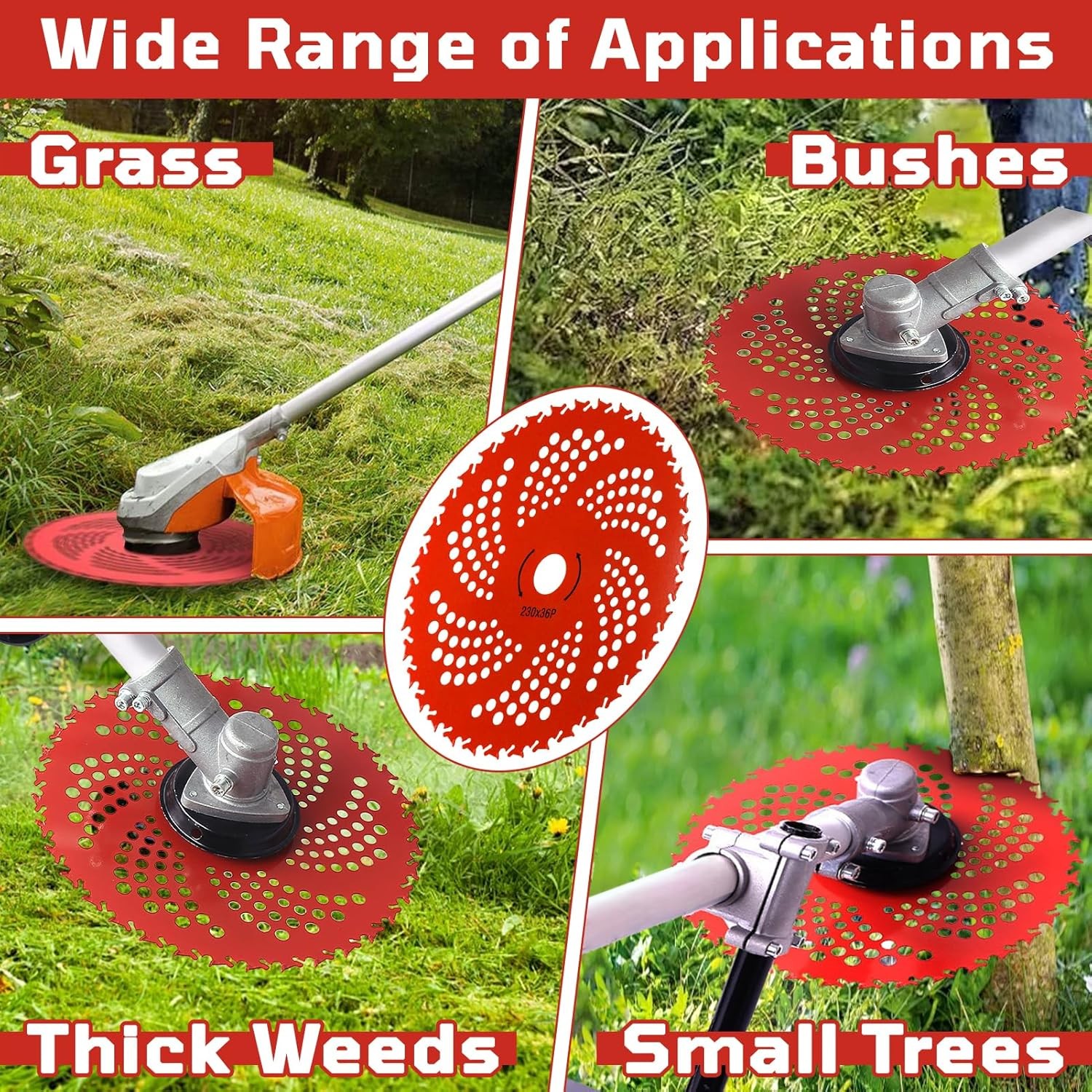 4 Pack 9″ Carbide Tip Circular Saw Brush Cutter Trimmer Weed Eater Blade Sets