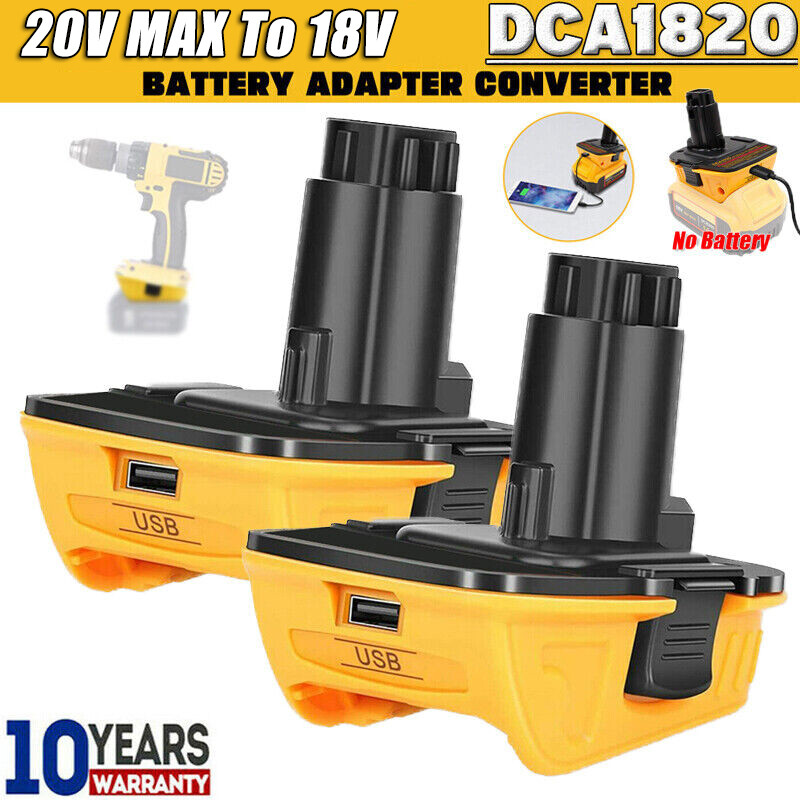 2Pack 18V To 20V MAX DCA1820 Adapter Converter For DEWALT 20 Volt Li-ion Battery