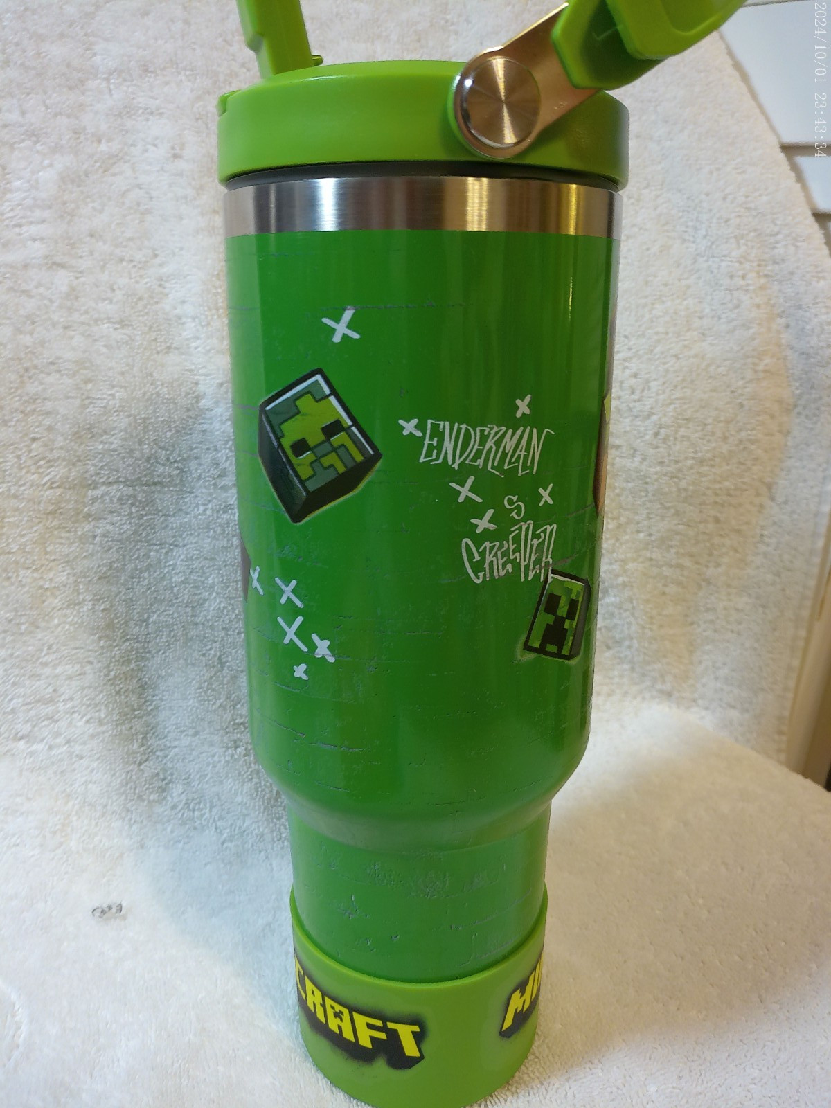 Minecraft 40 Oz. Stainless Steel Drink Tumbler 4 Hrs. Hot 12 Hrs. Cold New