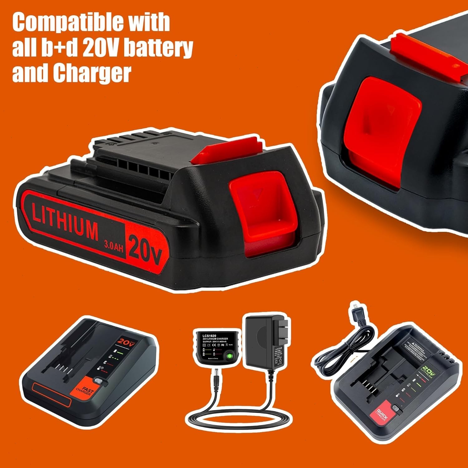 2 Pack 20V Lithium-ion 1.5Ah Battery for BLACK DECKER 20 Volt LBXR20 LBX20 LB20