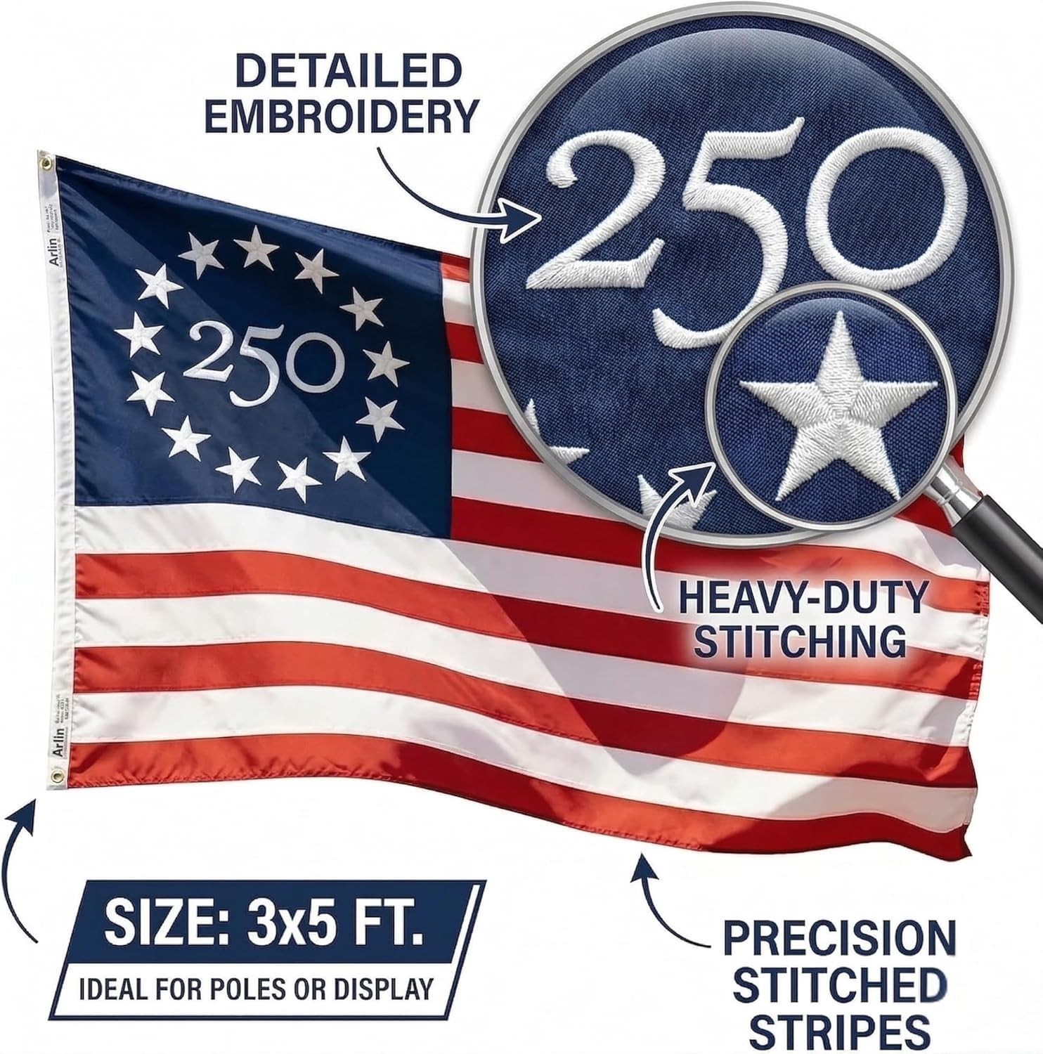 USA 250th Anniversary Flag 3×5 Ft – 1776-2026 Semiquincentennial Outdoor Banner