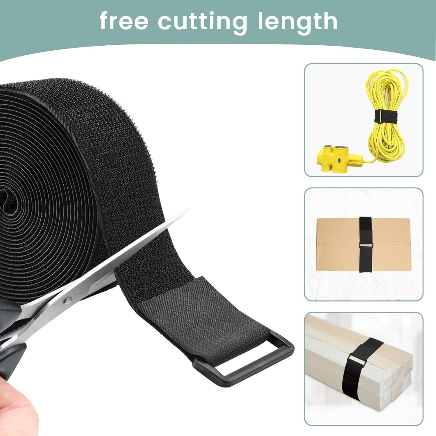 1.5In x 16Ft Cinch Straps Heavy Duty W/ 20 Buckles Black Nylon Hook & Loop