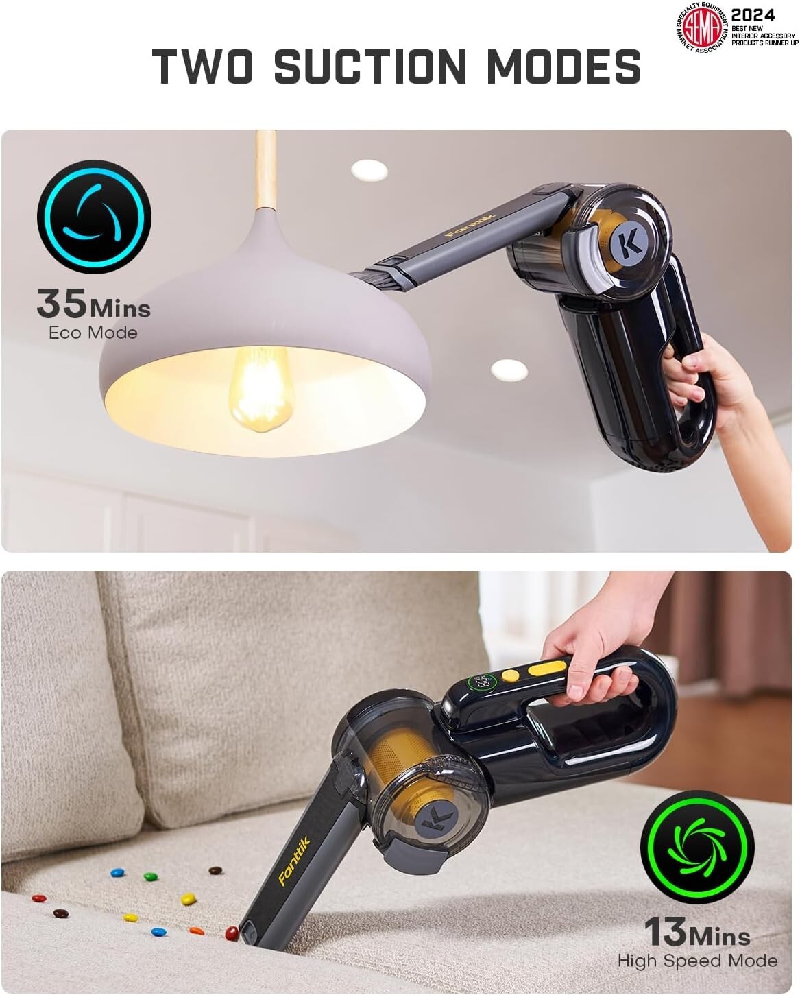 Fanttik Fold V10 Apex Pivot Car Vacuum, 17000Pa/50AW High Power Cordless Hand Va