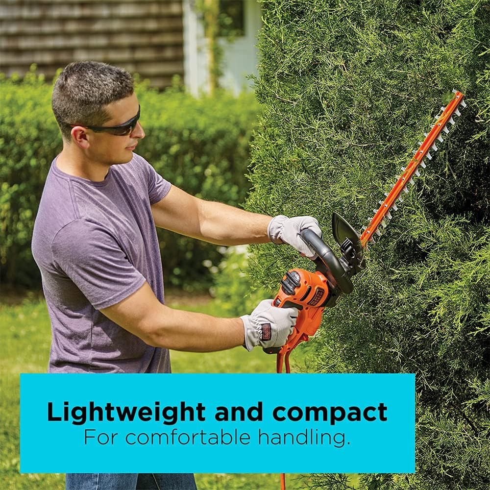 BLACK+DECKER 22″ Electric Hedge Trimmer, Lightweight 4.0 Amp Corded Dual Action