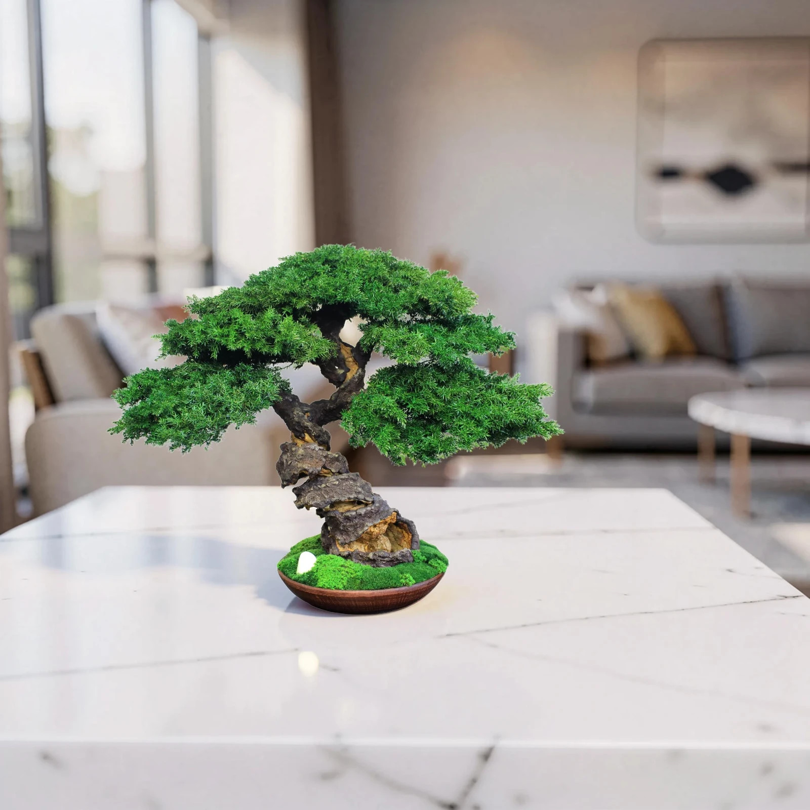 Preserved Juniper Bonsai – Handmade Interior Art Sculpture. 41 cm / 16,14″