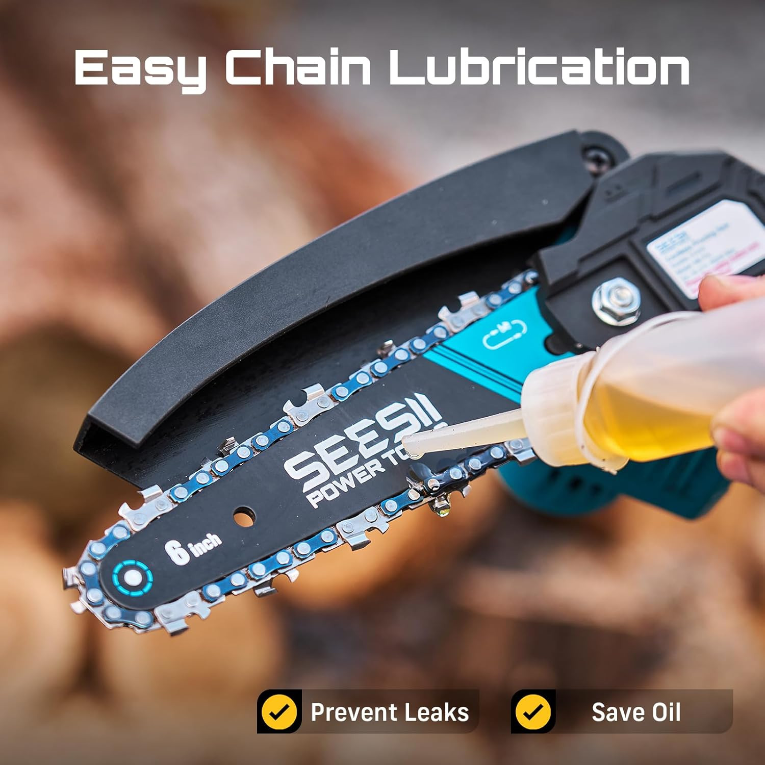 6″ Mini Cordless Chainsaw 900W Electric Pruning Saw w/ 2 Batteries Kit