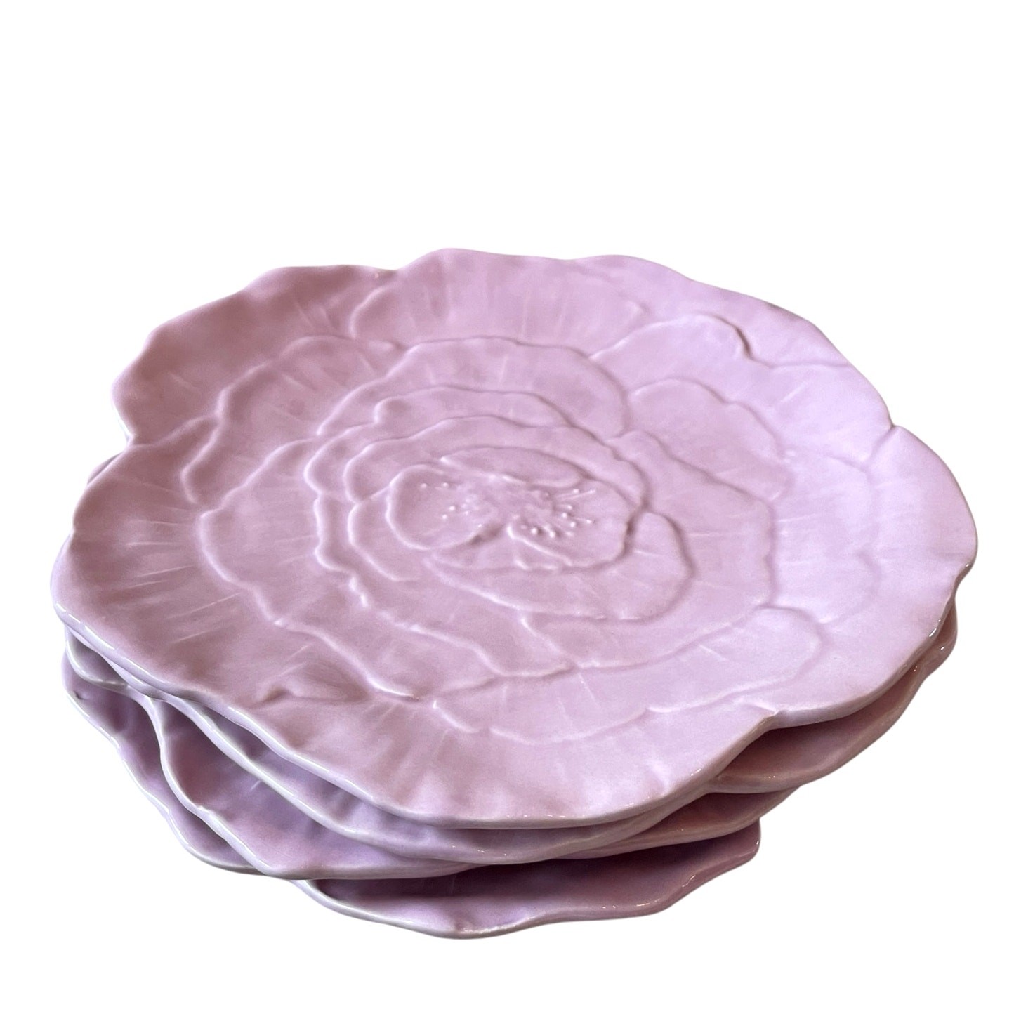 VIETRI Fiori Di Campo Lilac Rose Salad Plates 8.5in Set of 4 New