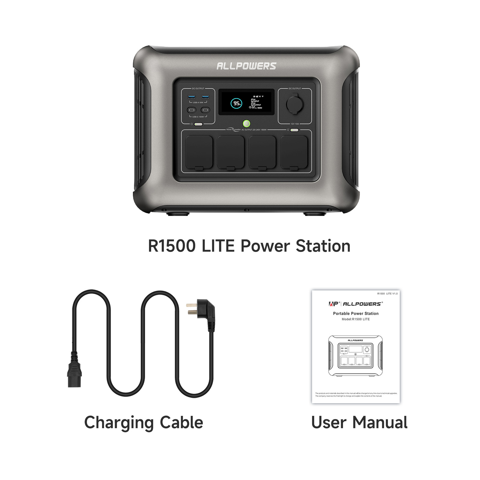 ALLPOWERS R1500 1600W 1056Wh Portable Power Station LiFeP04 Battery Generator