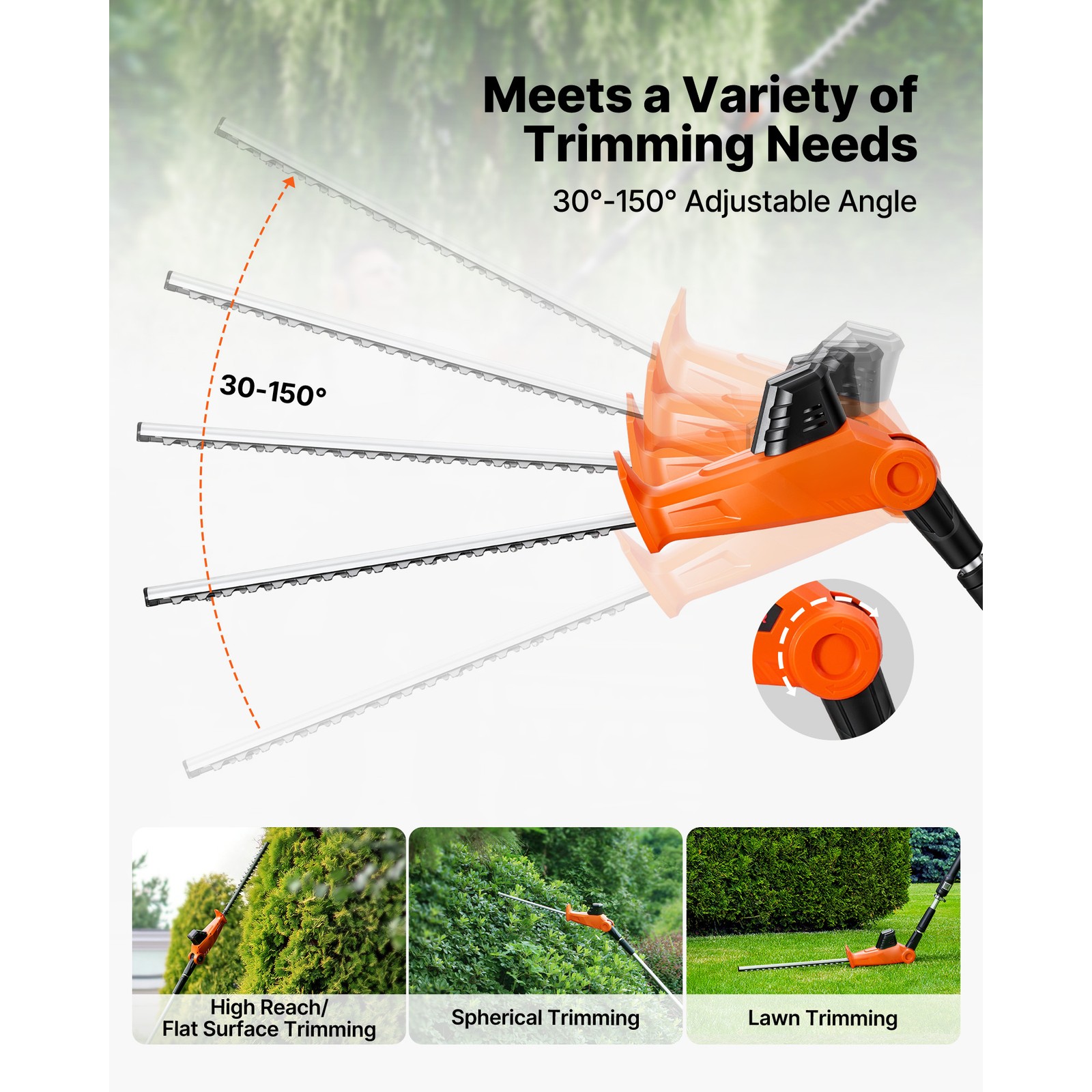 Uimoso Cordless Telescoping Hedge Trimmer 20V with 18-Inch Cutting Blade