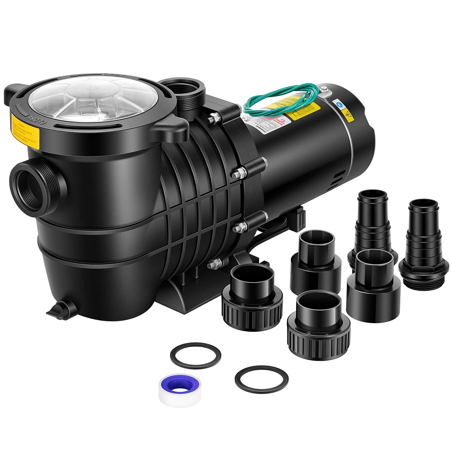2.0HP Swimming Pool Pump 115V/230V 6800GPH w/ Self-Priming Motor In/Above Ground
