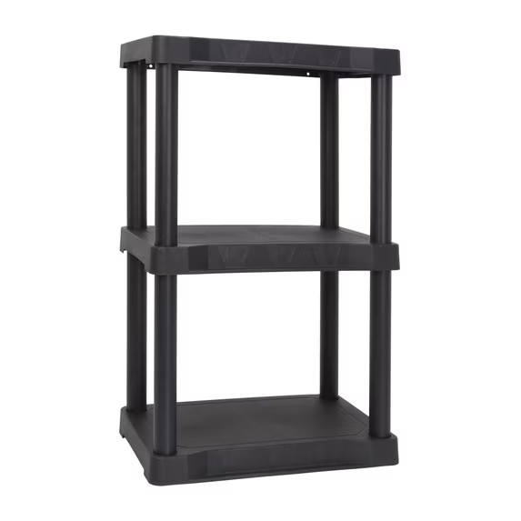 Hyper Tough 3 Shelf Plastic Shelving Unit 12″ (D) x 20.07″ (W) x 32″ (H), Black