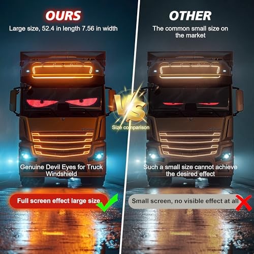 52×7.48Inch Devil Eyes for Windshield, LED Eyes Lights for 52in*7.48in-1pcs