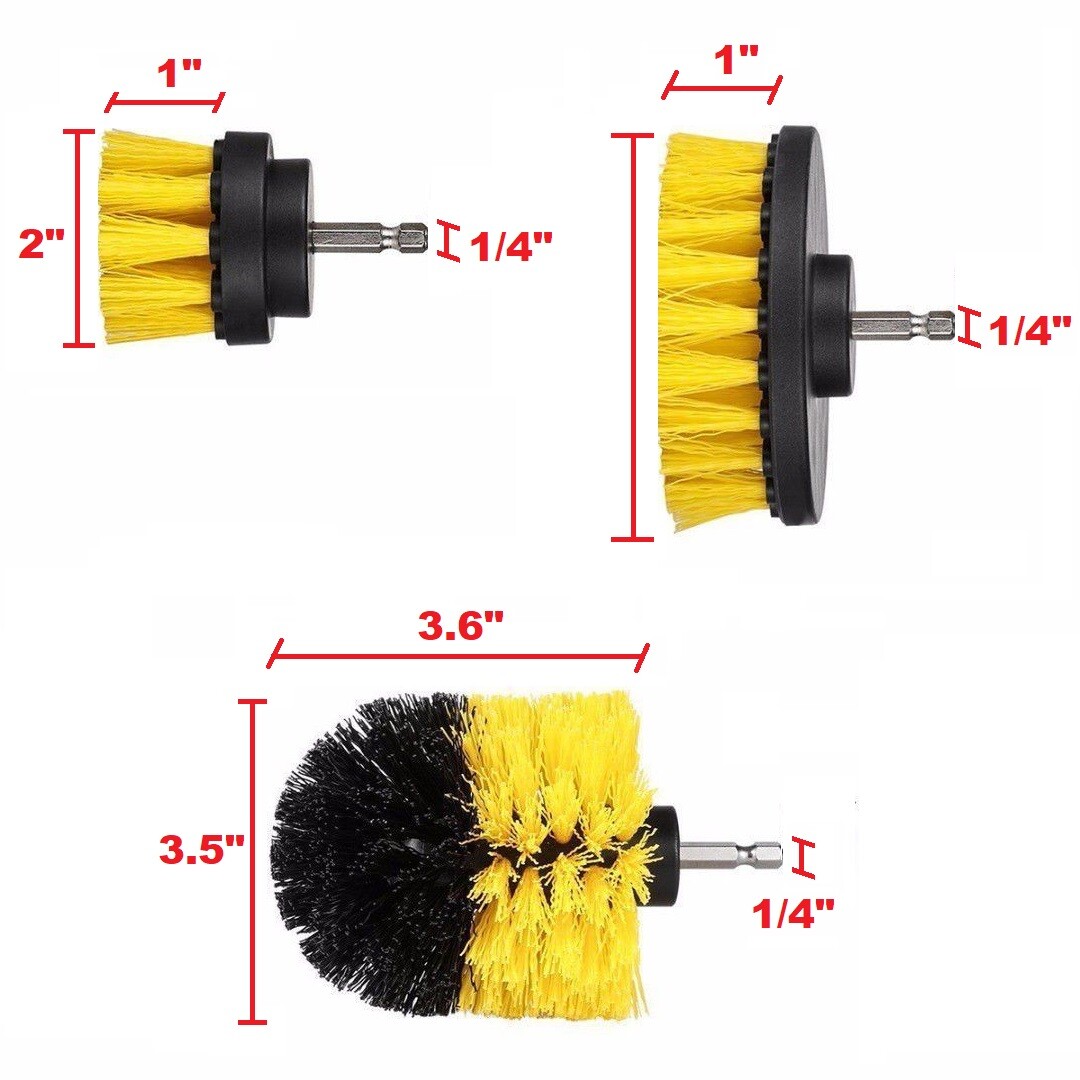 3PCS Drill Brush Power Scrubber Drill Attachments For Carpet Tile Grout Cleaning