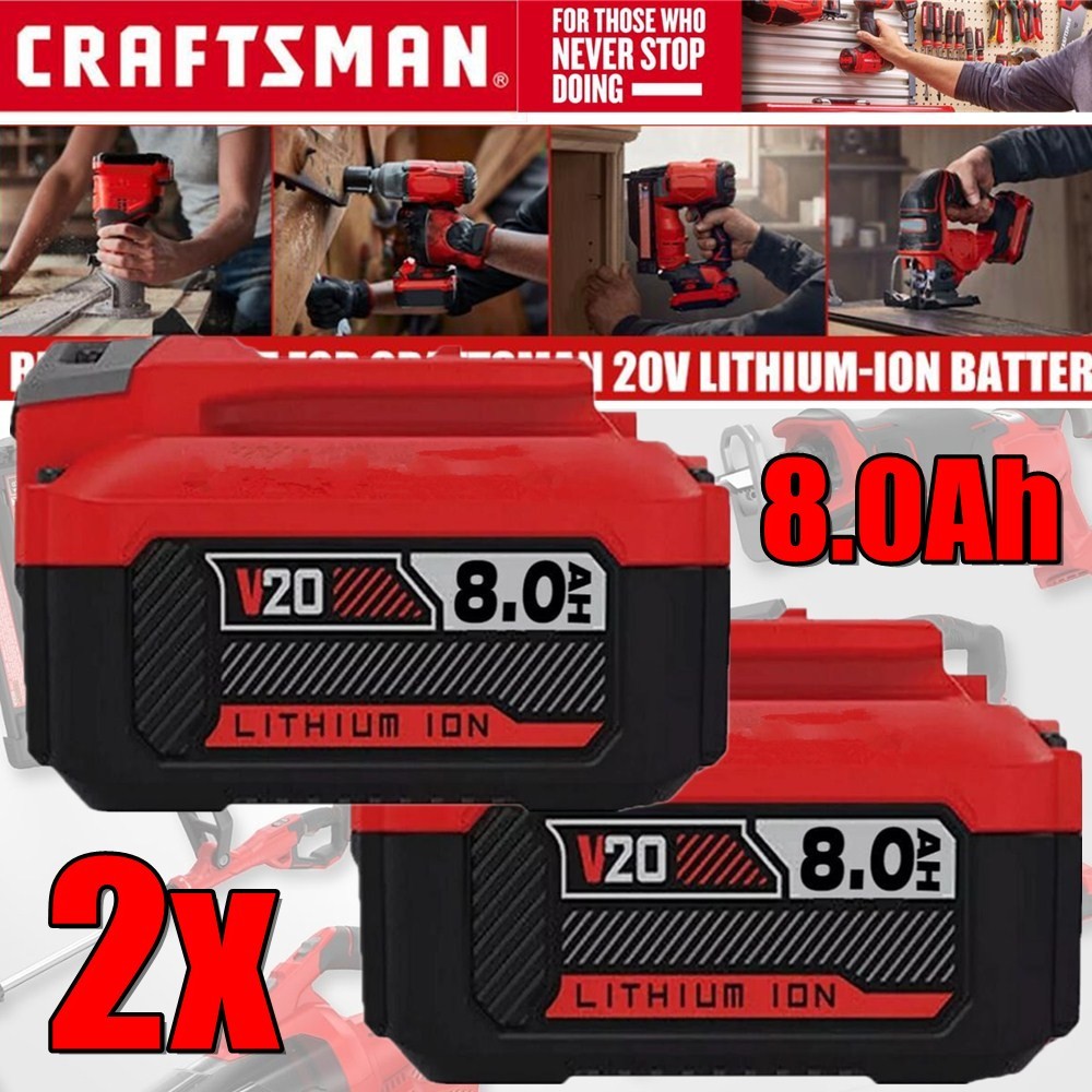 2PACK 20Volt For Craftsman V20 8.0Ah Li-ion Battery CMCB204 CMCB202 or Charger