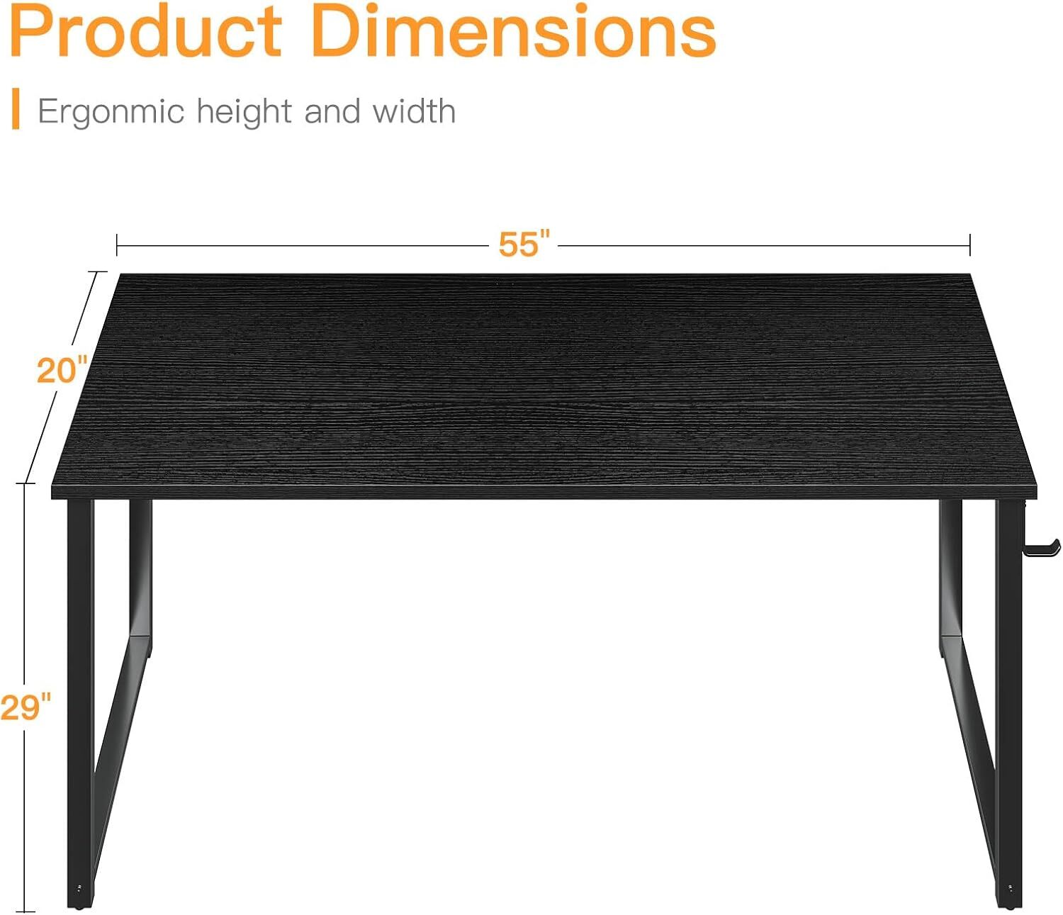 55 Inch Computer Desk, Modern Simple Style Desk for Home Office, Study Student