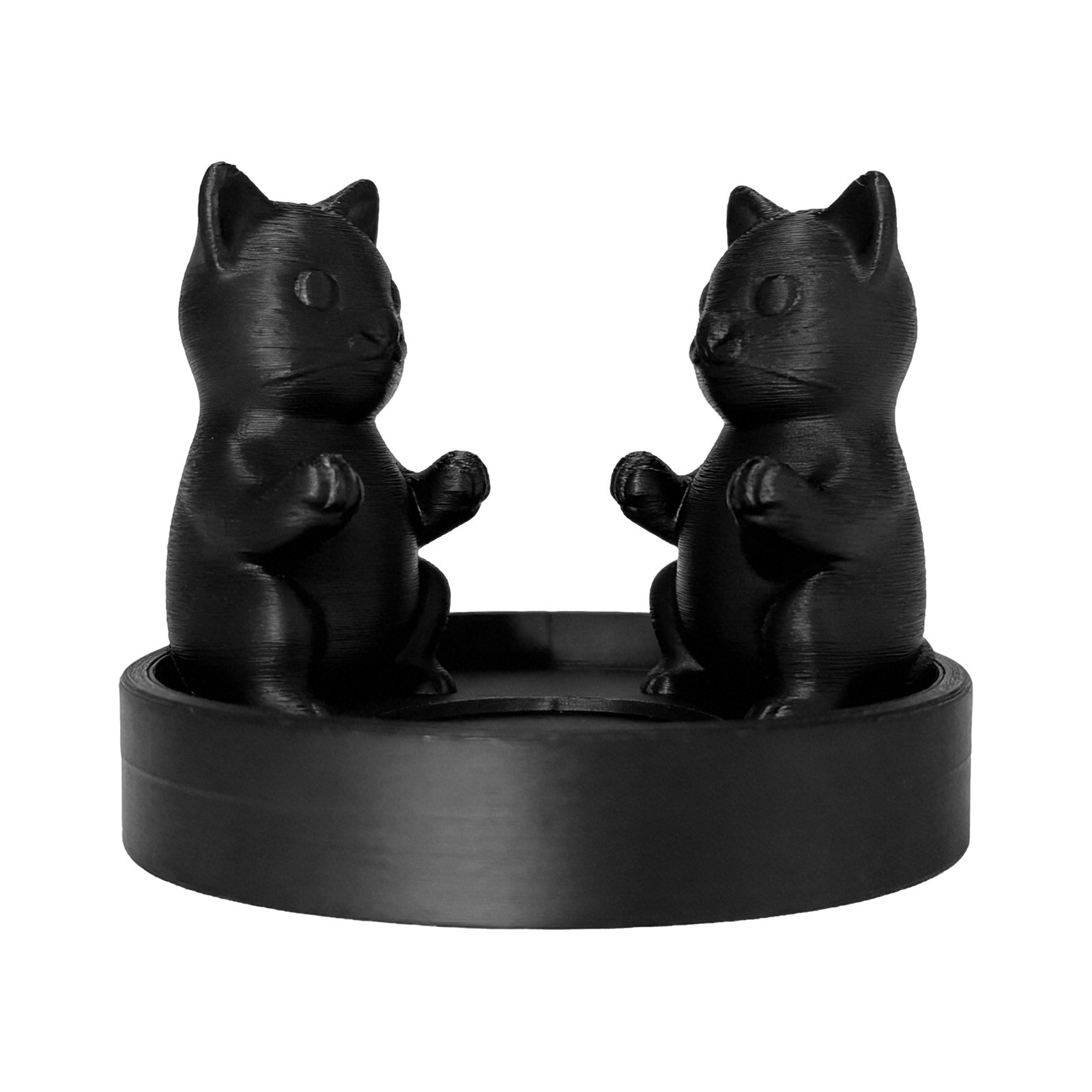 Desktop Plastic 3D Printing Black Cat Candle Holder With Larger Base 2.56*3.43in