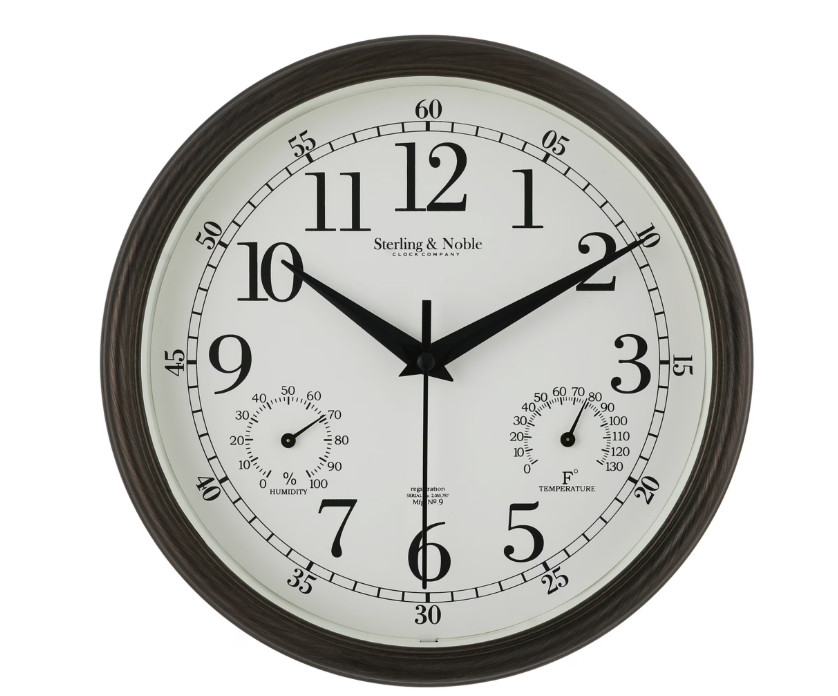 Mainstays 8.75″ Indoor/Outdoor Antique Bronze Round Arabic Analog Wall Clock