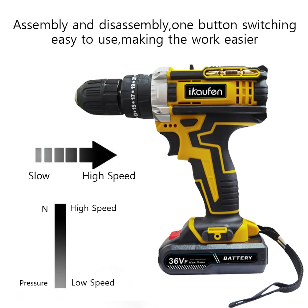 28pcs Electric Cordless Drill Screwdriver Bits Set 2X Battery 1X Charger B1