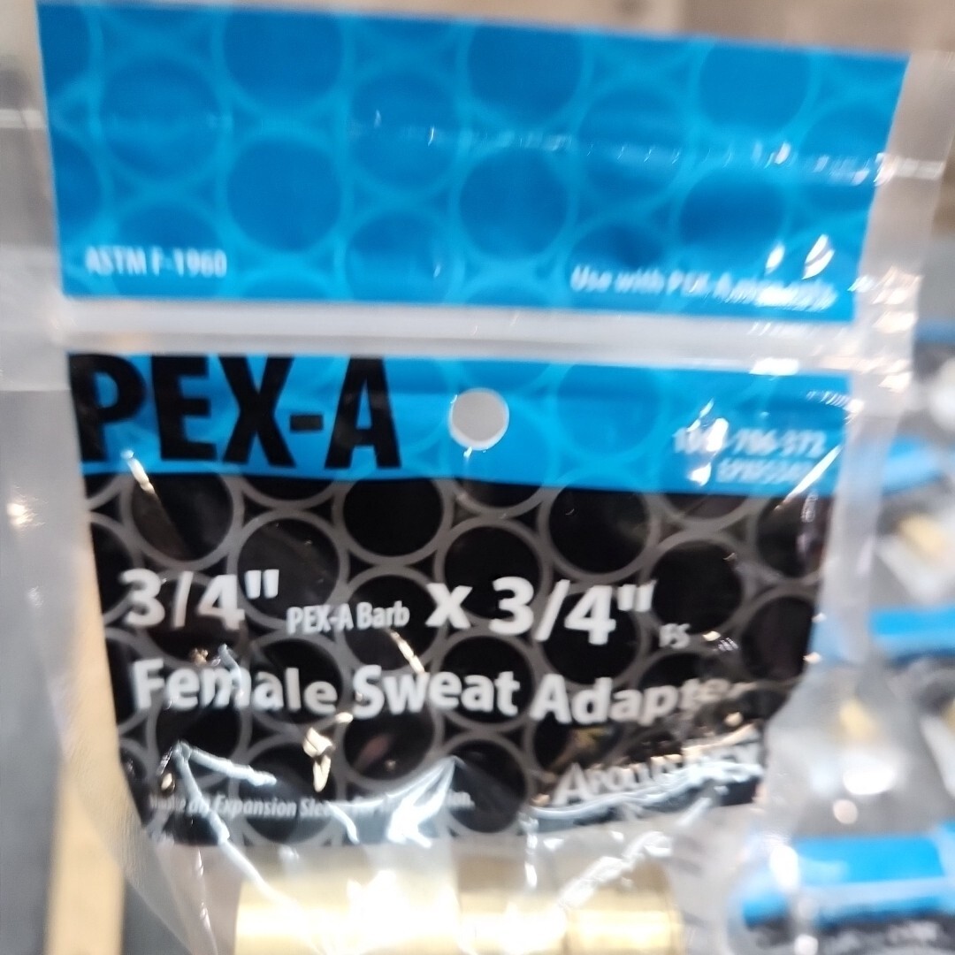 25 Lot Apollo Valves EPXFS3434 PEX-A Barb Adapter Brass 1.83 Inch X 3/4 Inch