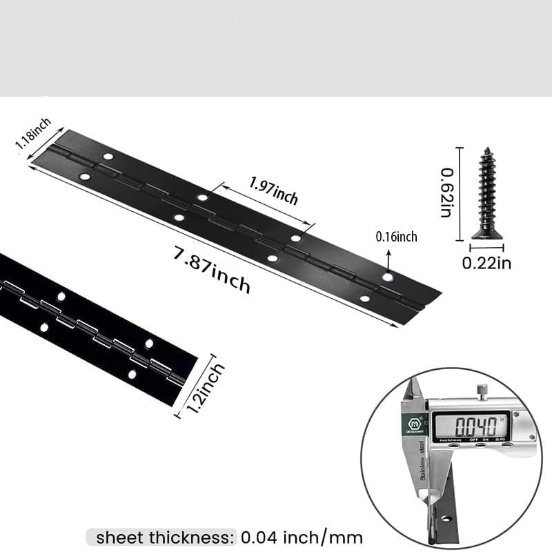 8-Inch Black Continuous Piano Hinges – 2 Pack with Screws for Easy Install