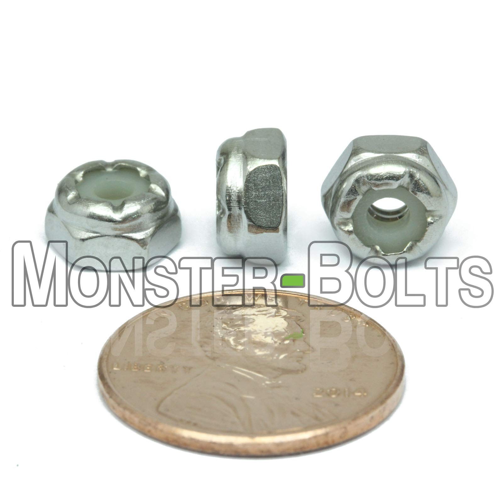 MonsterBolts – #6-32 Nylon Insert Hex Lock Nuts, Stainless Steel, 25