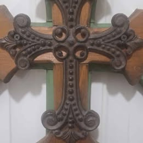 Rustic Layered Wood and Metal Wall crafted Cross home decor