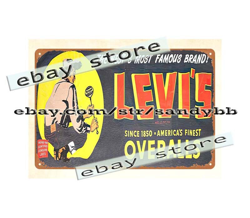 WESTERN WEAR cowboy overalls DENIM BLUE JEANS metal tin sign retro wall signs