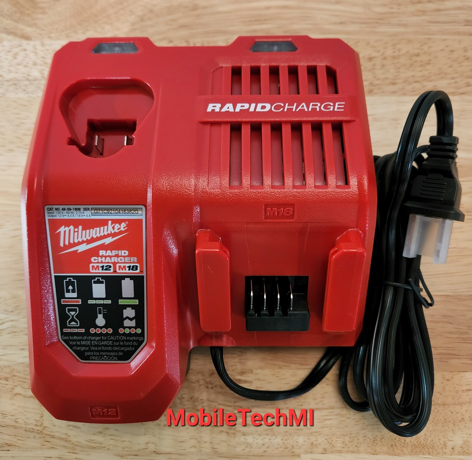 NEW Genuine Milwaukee RAPID Charger 48-59-1808 M18 M12, 18 Volt 12 Volt, OEM 18V
