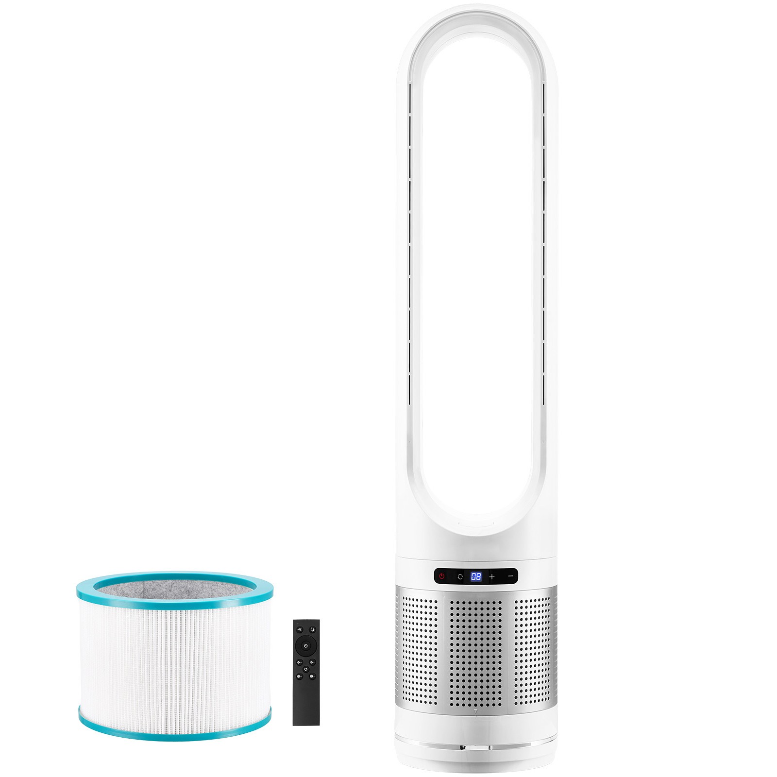 40″ Bladeless Tower Fan HEPA Air Purifier w/Remote Timer Oscillating Floor Fan