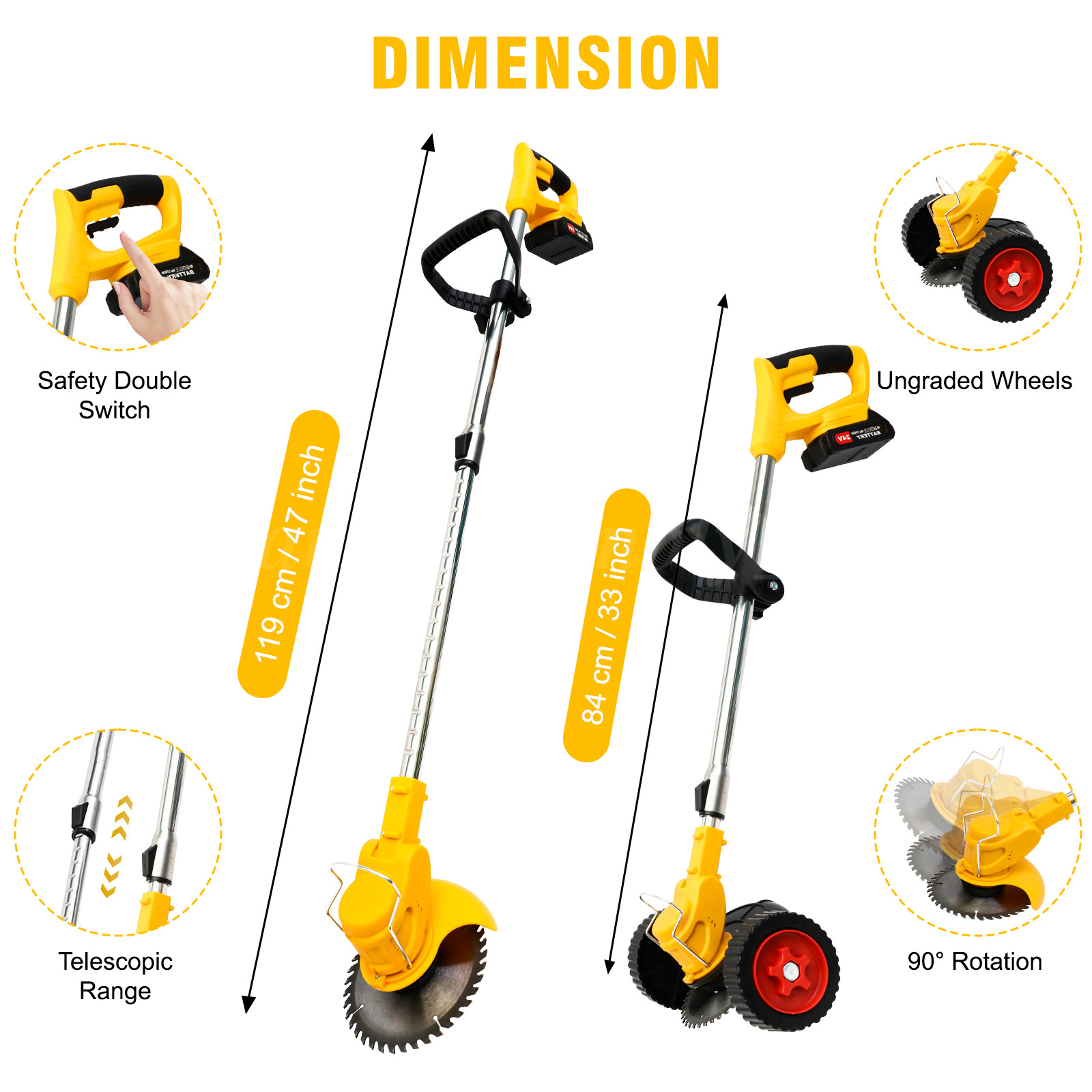 Electric Cordless Grass String Trimmer Lawn Edger Weed Wacker Cutter + 2 Battery