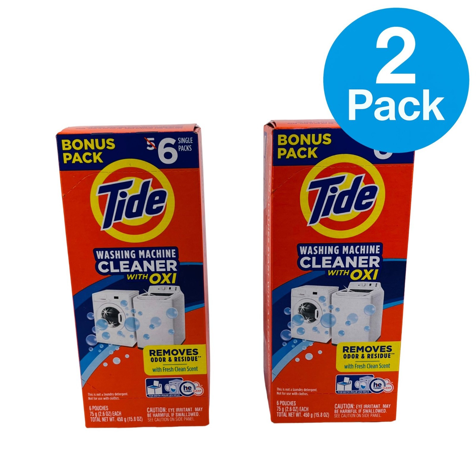 Tide Washing Machine Cleaner With Oxi 6 Pouches Bonus Pack 2 Pack New