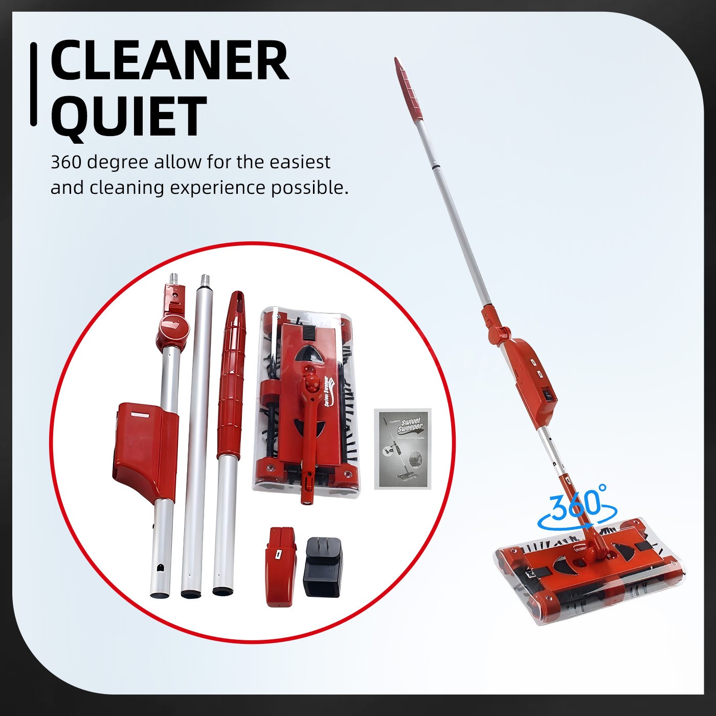 Swivel Sweeper Cordless Vacuum Lightweight 360 Swivel Rechargeable Quad 4000 RPM