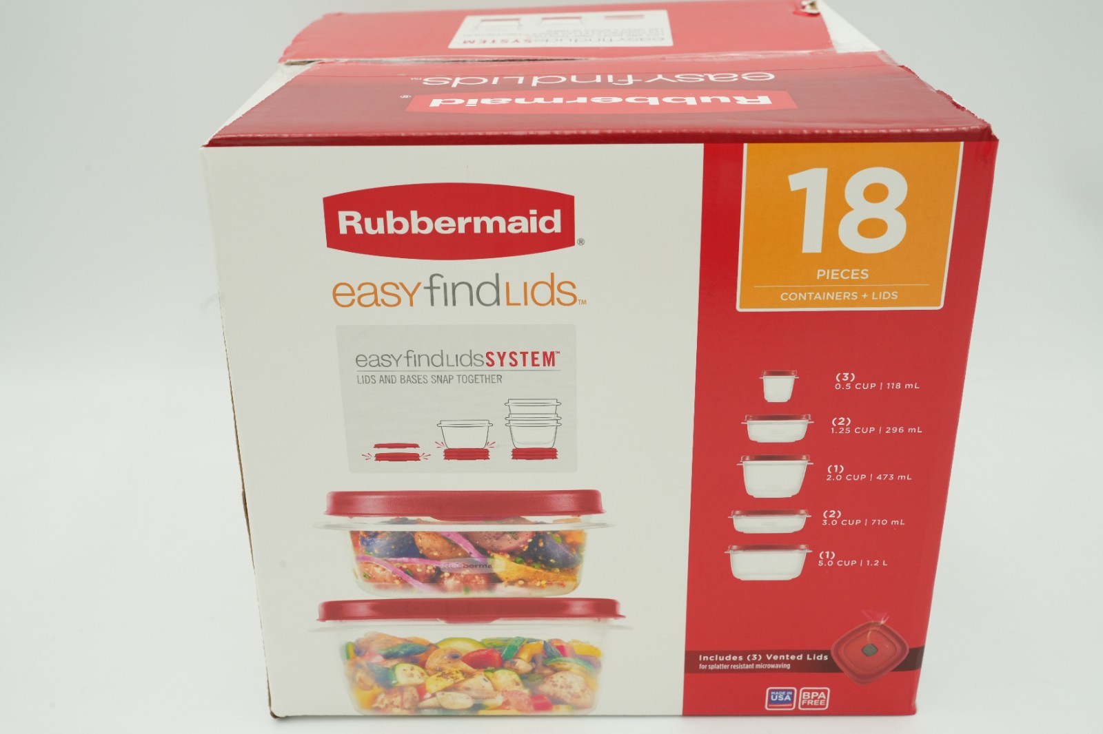 SEALED Rubbermaid Easy Find Lids 18 Piece Plastic Food Storage Container Set