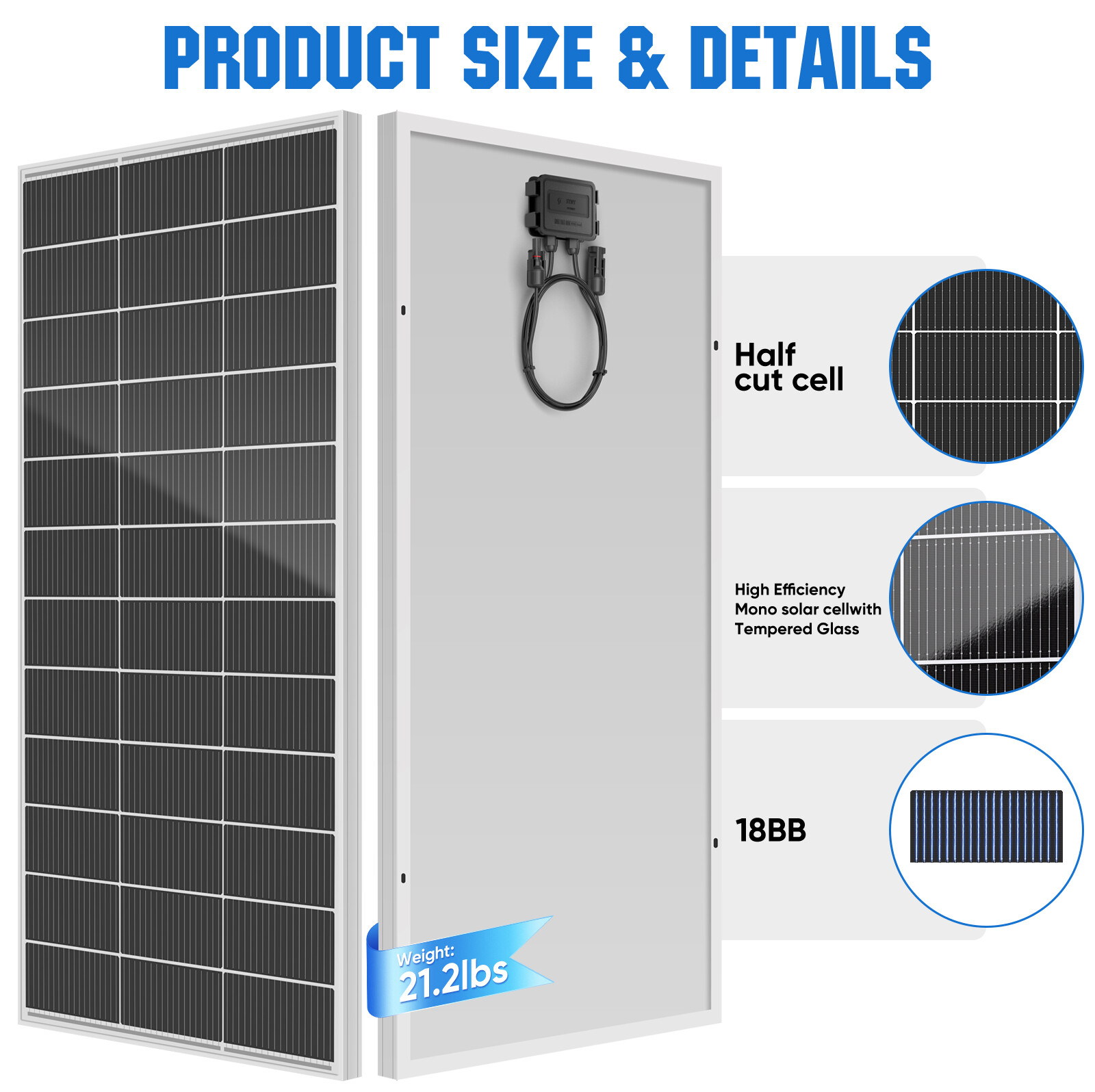 400Watt Mono Solar Panel 24V Battery Charging RV Home Off-Grid Boat Power Carava