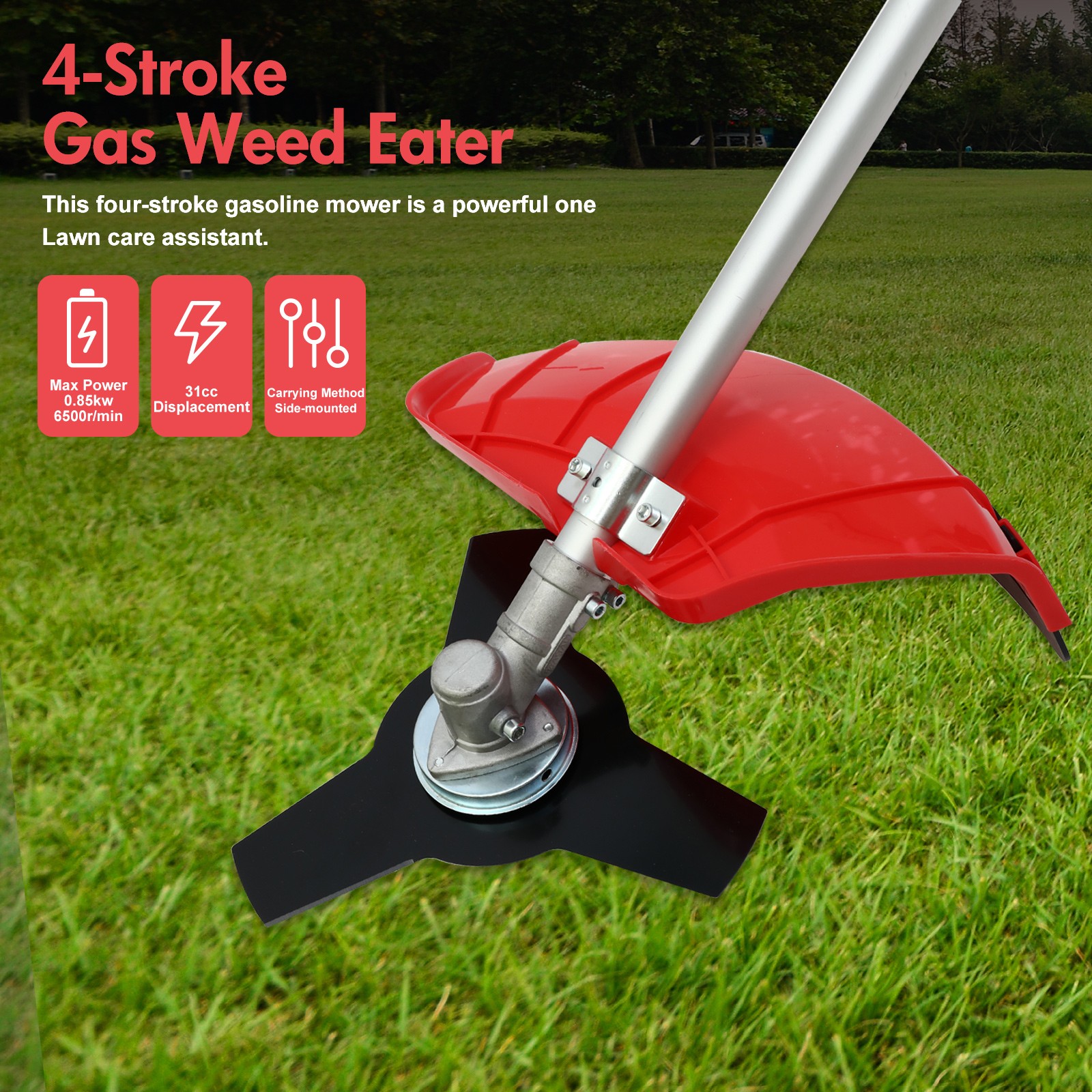31cc 2-In-1 Gas String Trimmer Lawn Mower 4Cycle Brush Cutter Weed Eater Wacker