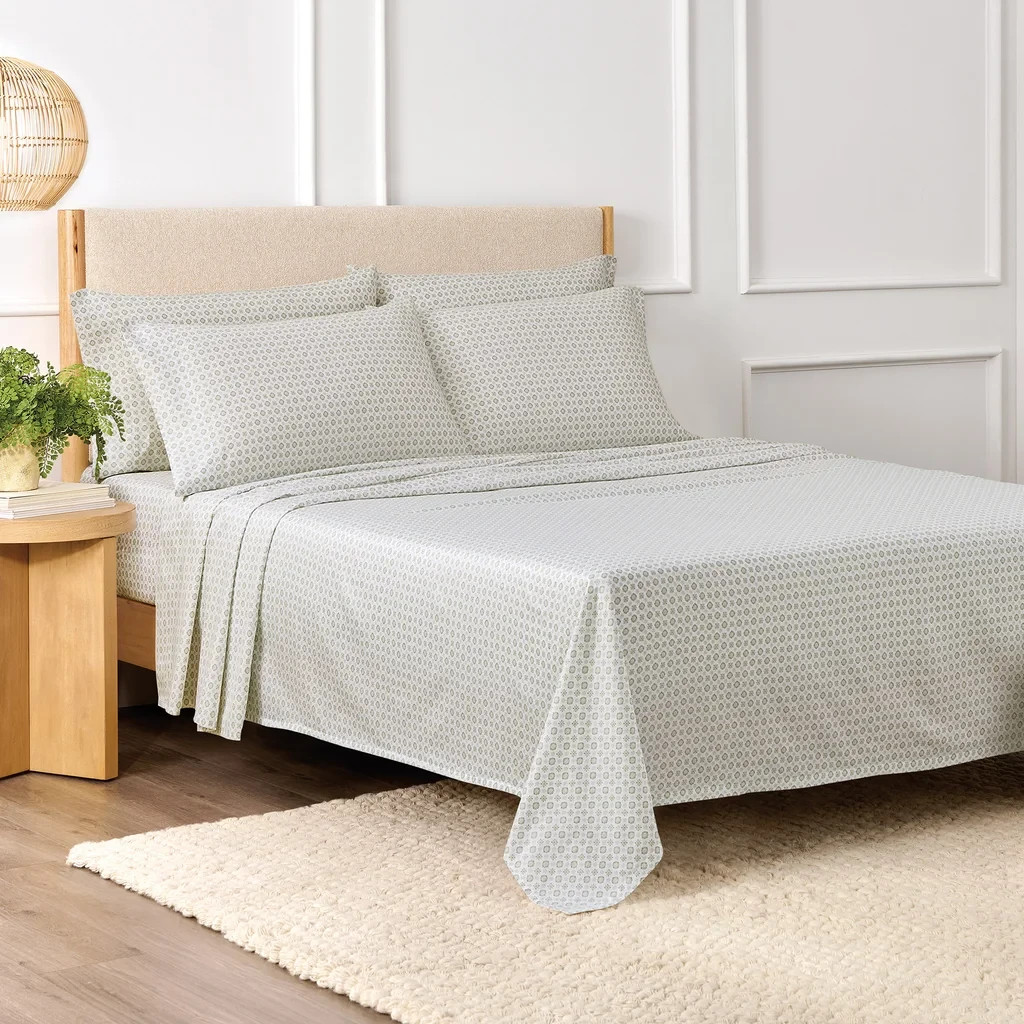 Purely Organic 100% Turkish Organic Cotton Sheet Set Queen Sierra Foulard Sage