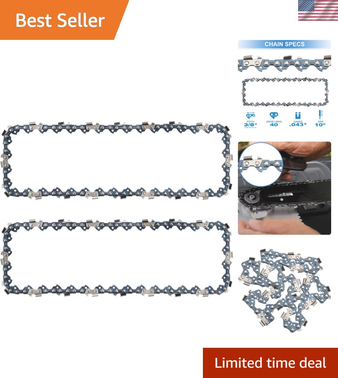 2-Pack 10-Inch Pole Saw Chains for SKIL Pole Saws – Easy Install & Low Kickback