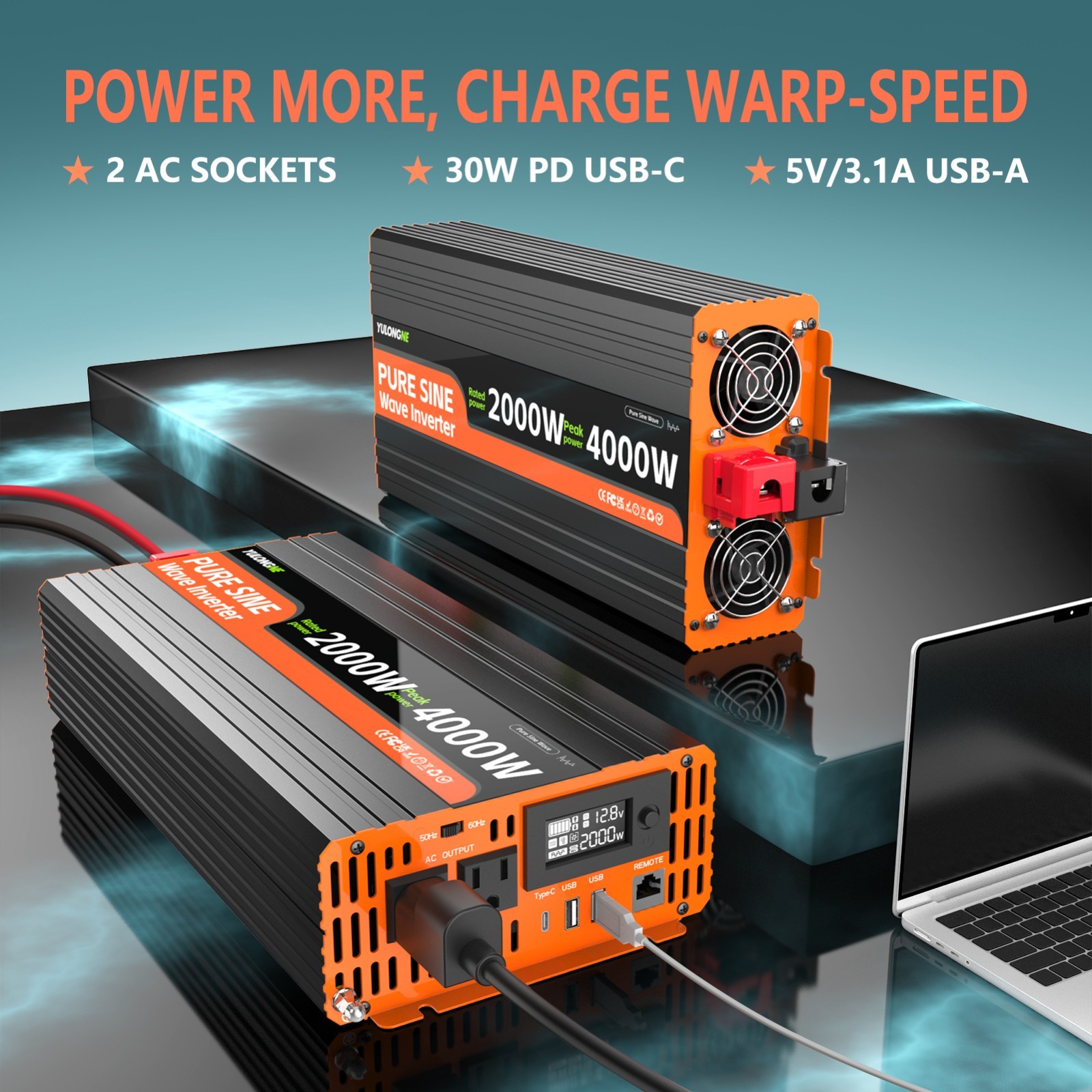 1000W 2000W 3000W Pure Sine Wave Inverter12V 24V to 110V /120V Voltage Converter