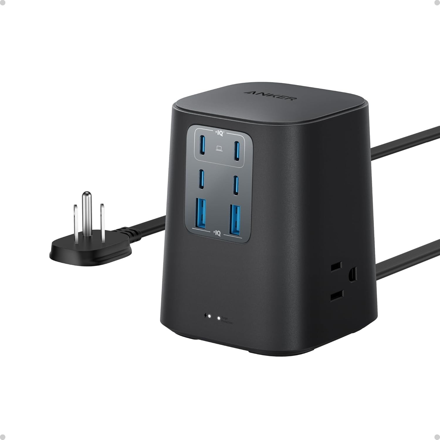 Anker 9-in-1 Charging Station 3AC Outlet 4 USB C Power Strip Surge Protector,5ft