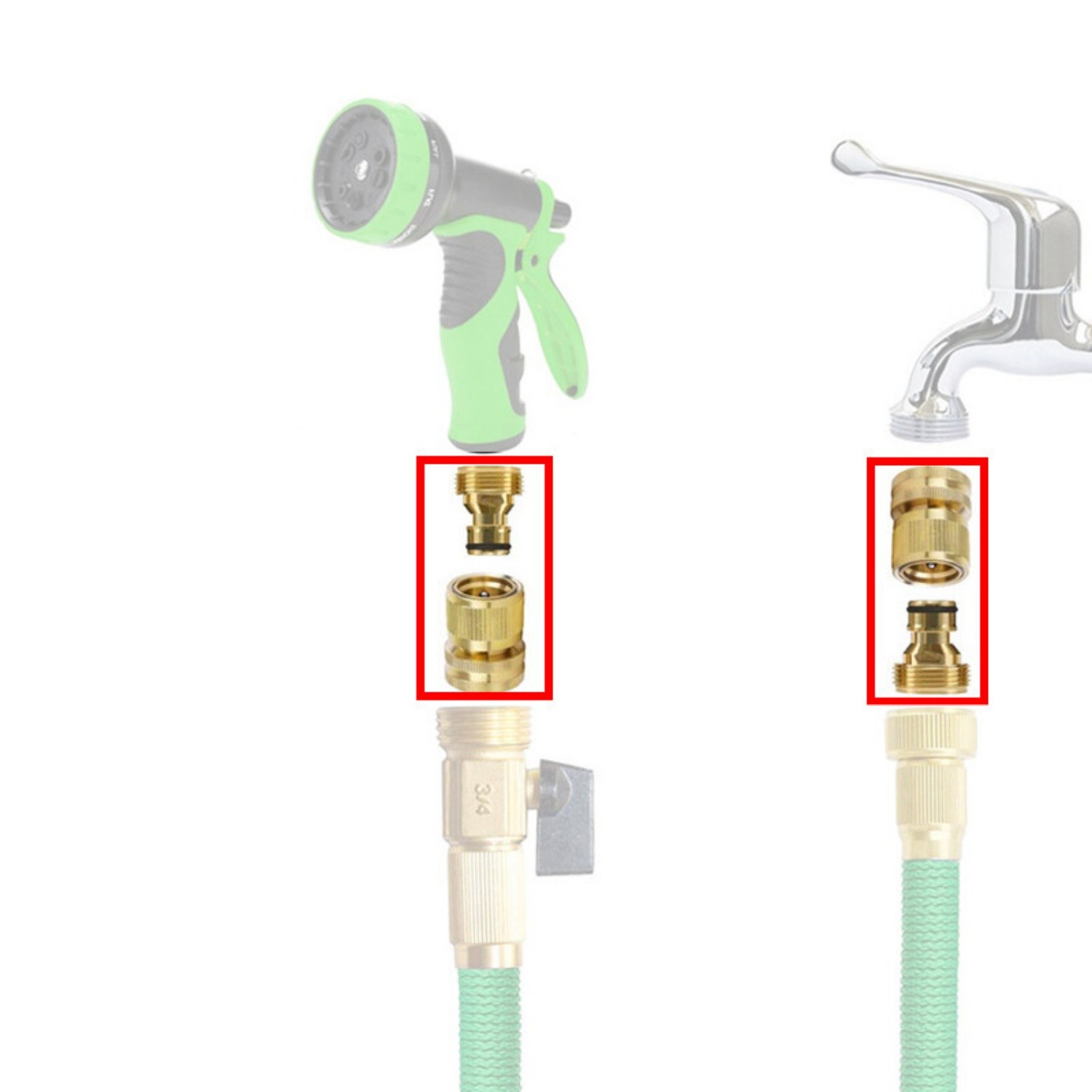 US Garden Hose Quick Connect Water Hose 3/4″ Fit Brass Female Male Connector Set