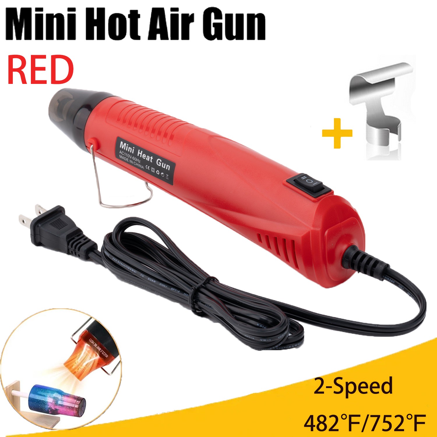 Hot Air blower 2-Speed Adjustable Mini Heat Gun for DIY Crafts Shrink Wrapping