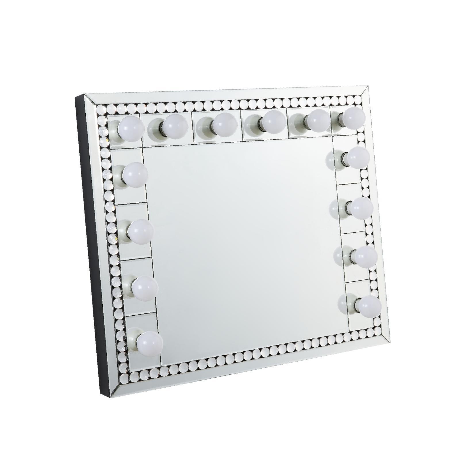 Mirrored Wall Decor Glam Faux Diamond Inlay Home Mirror for Bedroom Bathroom