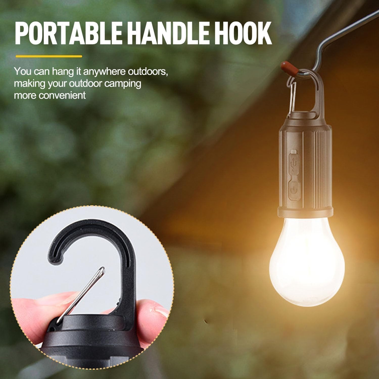 Solar Tent Lights Outdoor USB Rechargeable Led Camping Lantern Hanging Bulb Hook