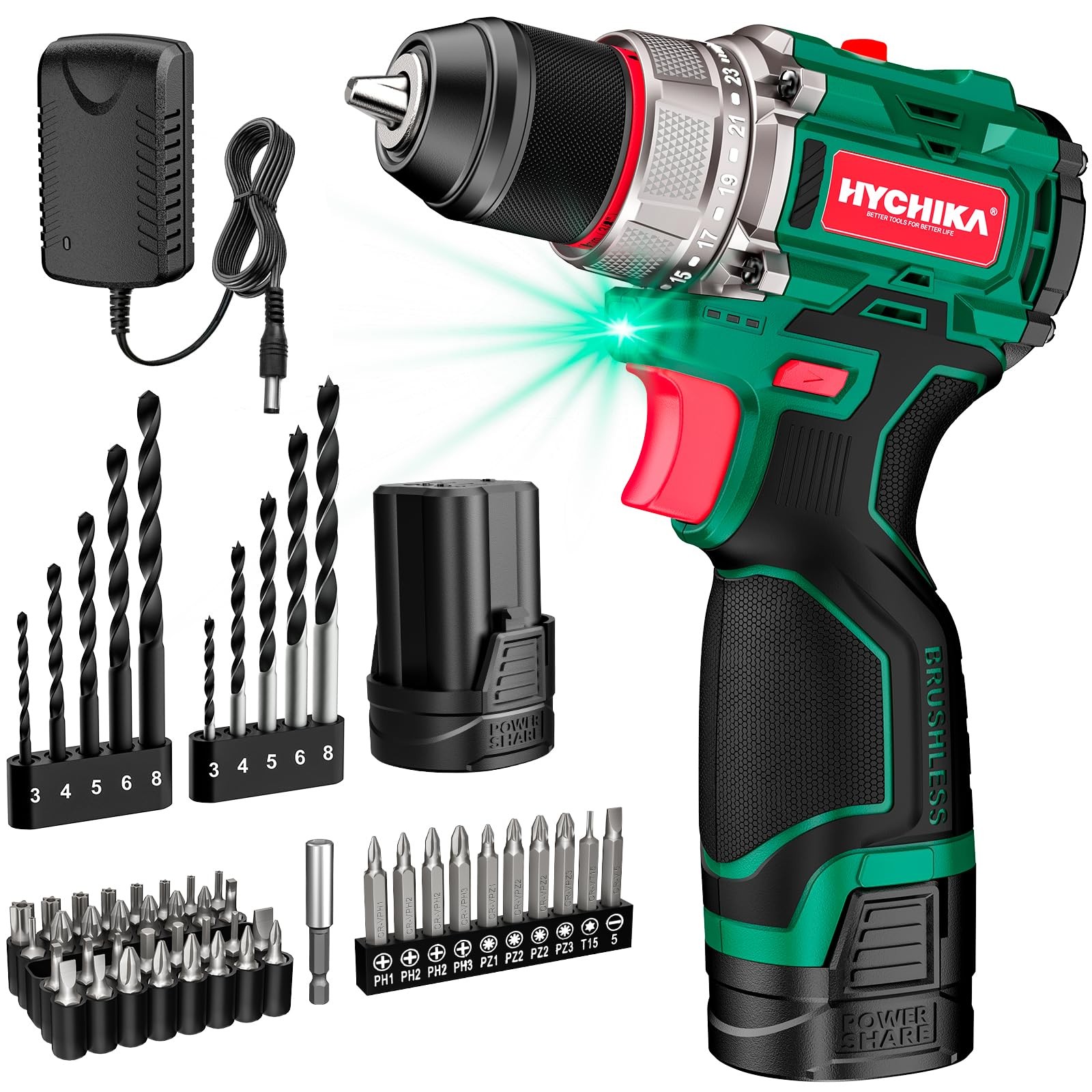 Drill Set, True Brushless Power Drill Driver 16.8V Cordless Compact Drill Woman