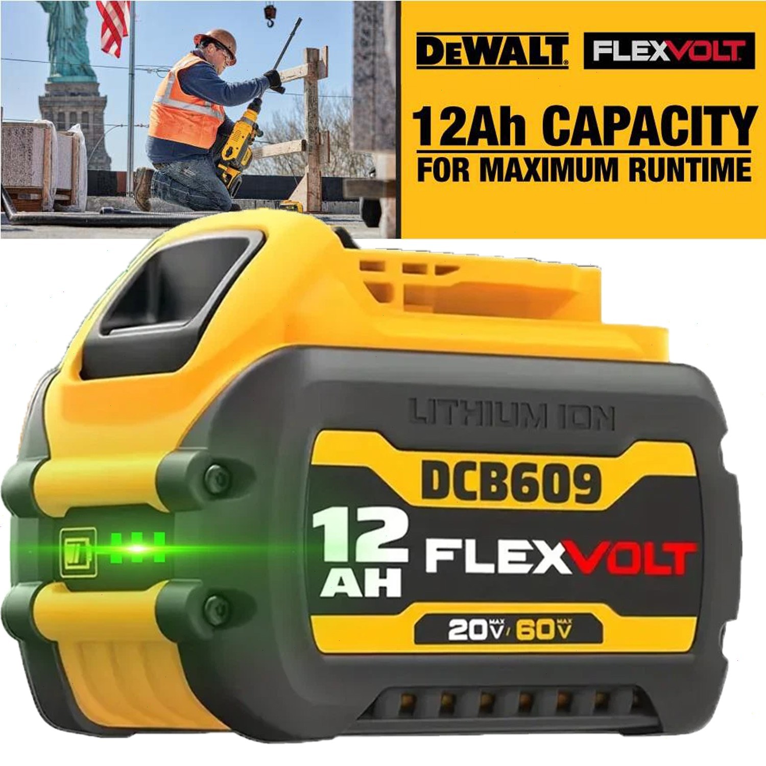 4-Pack 9Ah for DEWALT 20V/60V FLEX VOLT Lithium-Ion Battery DCB609 DCB612 NEW