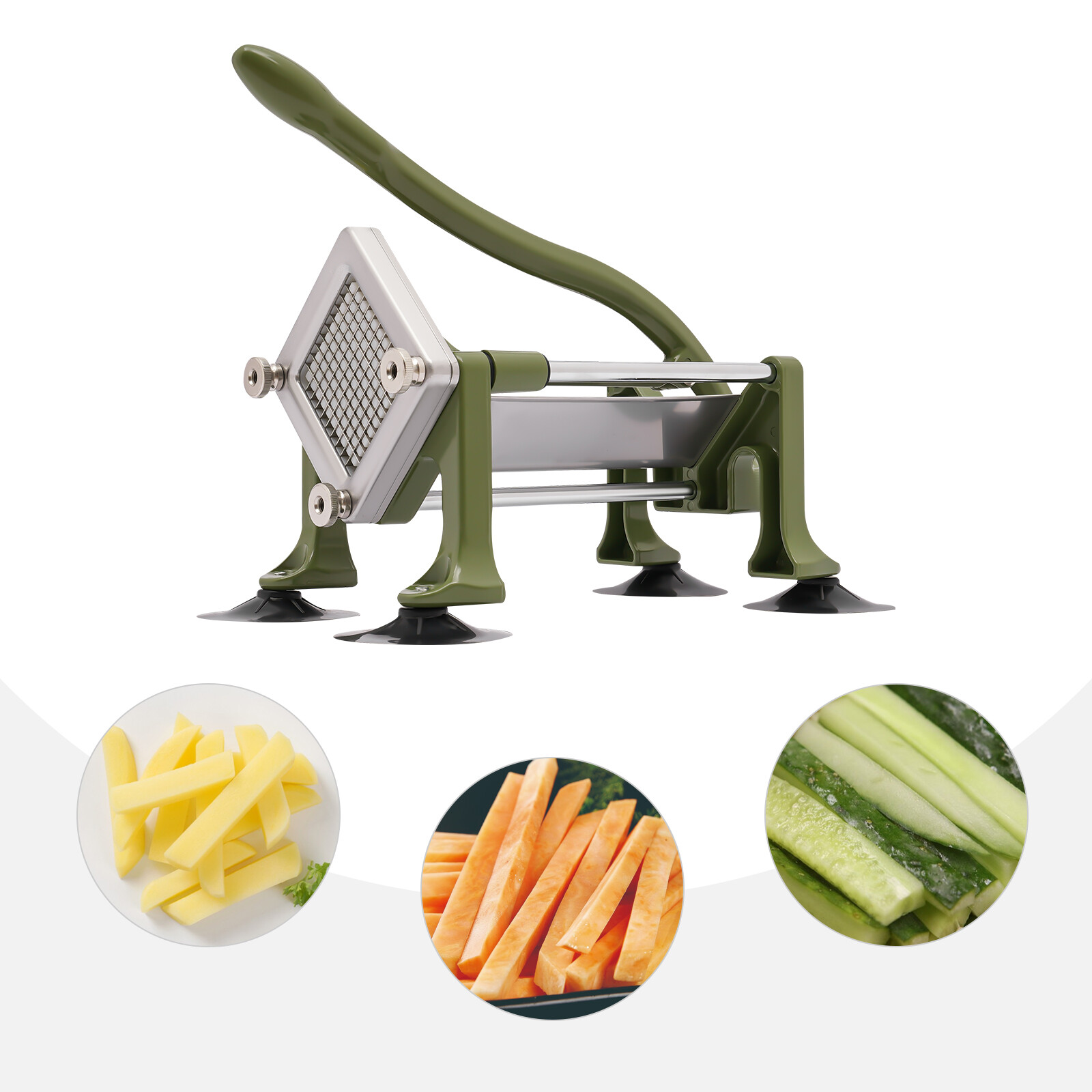 Green 14.2*8.7*13.3in SS& Plastic Manual French Fry Cutter With 1/4in Blade