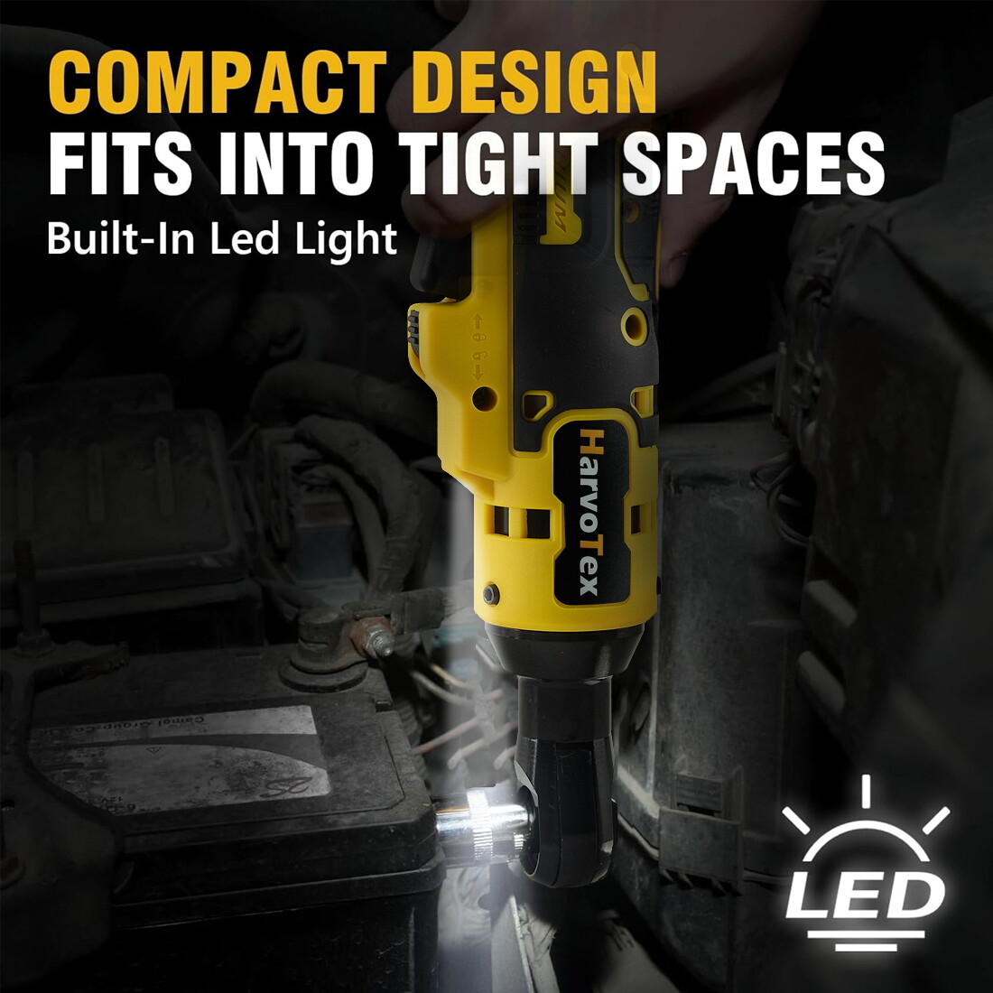 Brushless Cordless Electric Ratchet Wrench 3/8″ for Dewalt 20V Li-Ion Battery