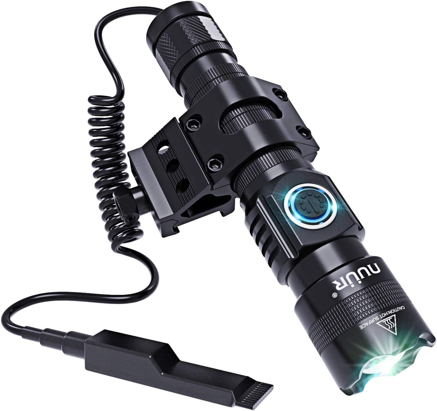 New — NUÜR Tactical LED Torch Flashlight with Picatinny Rail Mount Waterproof