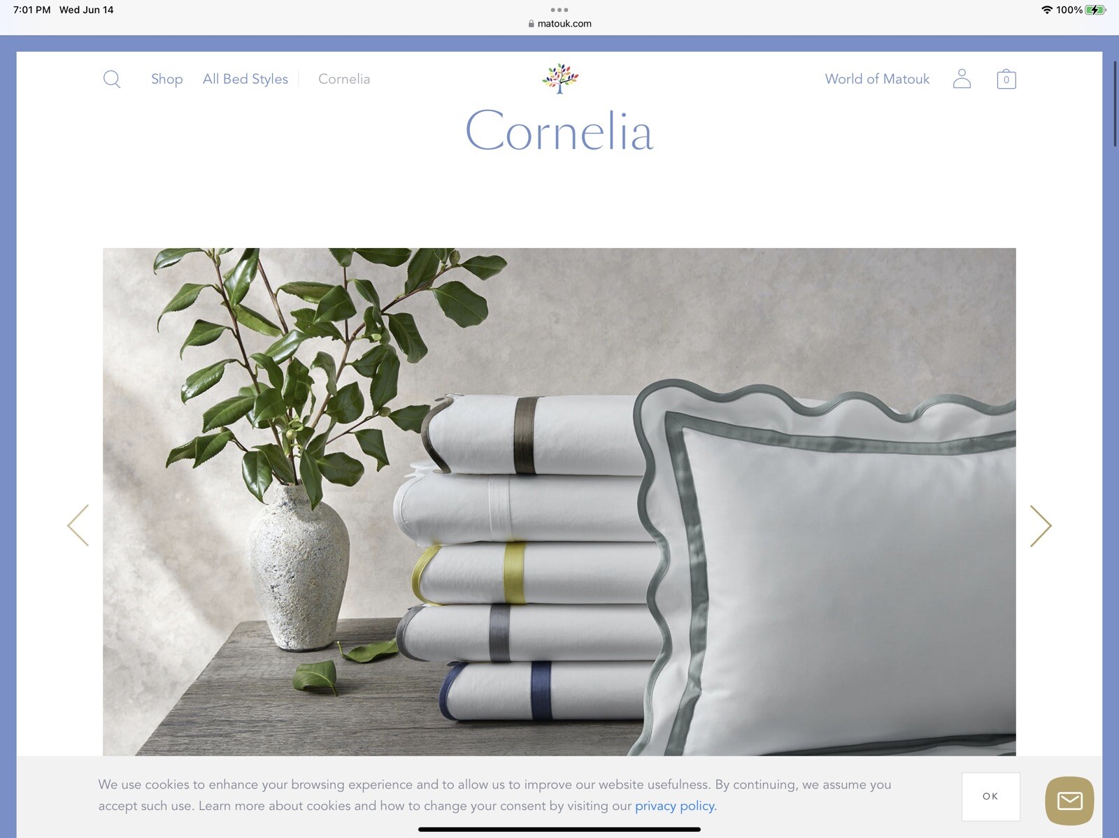 $250 Matouk Italy New 1pc Standard Sham Giza- 87 Bergamo 100% Percale ONE